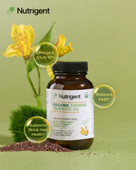 Another close-up view of Nutrigent 470 mg organic evening primrose oil capsule