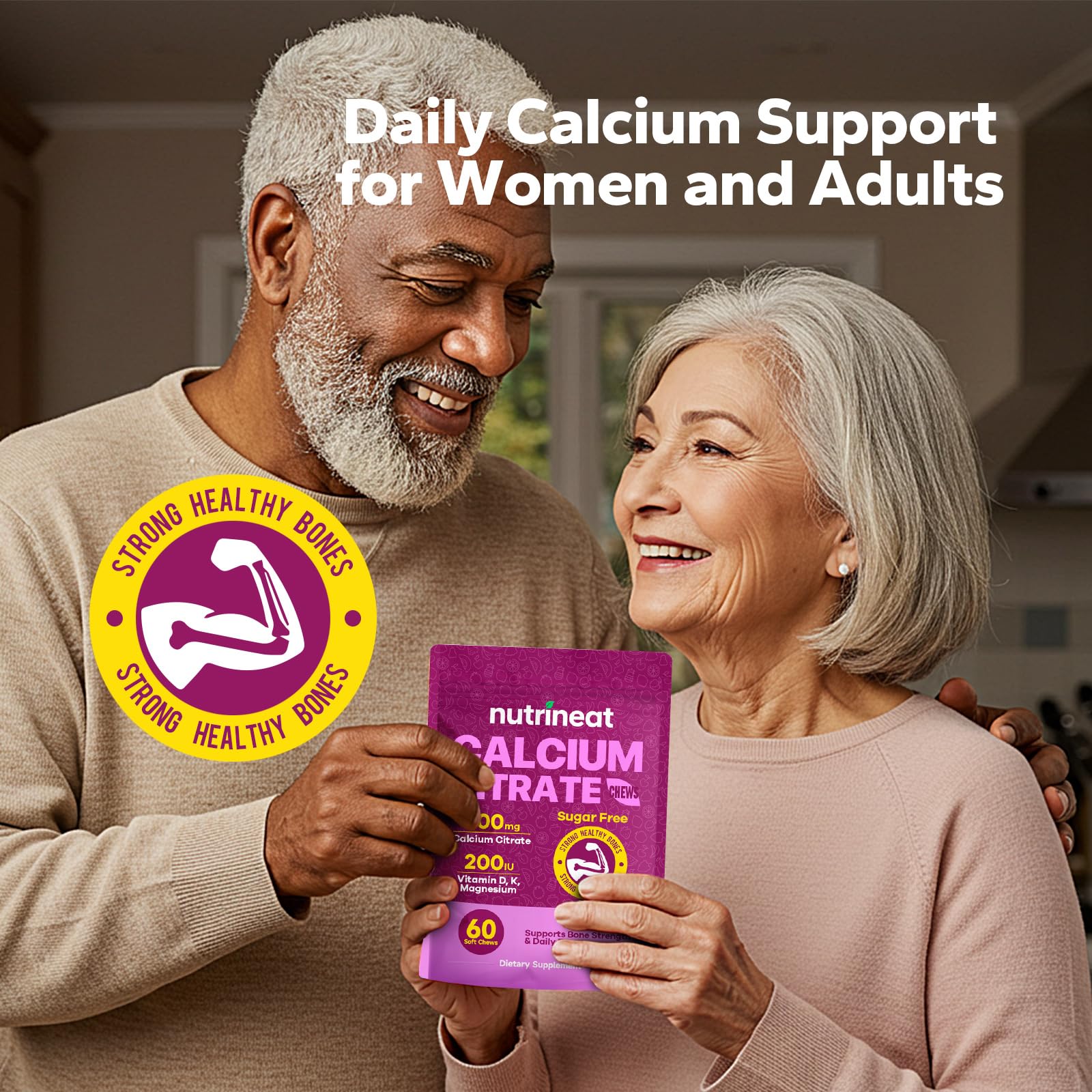 Nutrition facts panel for NutriNeat calcium chews