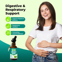 Close-up of dropper dispensing oregano oil drops