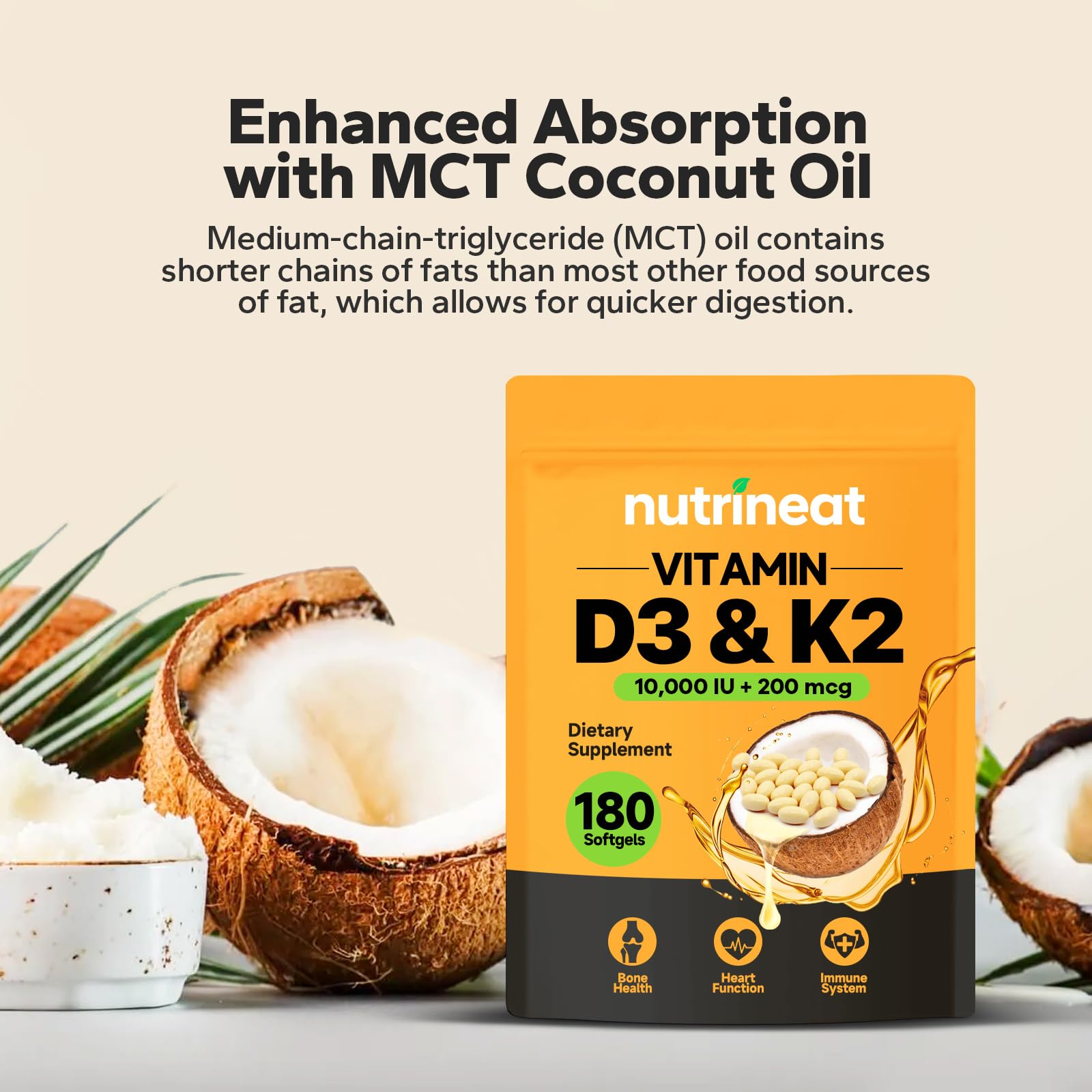 Softgel with MCT coconut oil for enhanced absorption