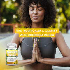 NutriONN Rhodiola Rosea bottle highlighting black pepper absorption feature.