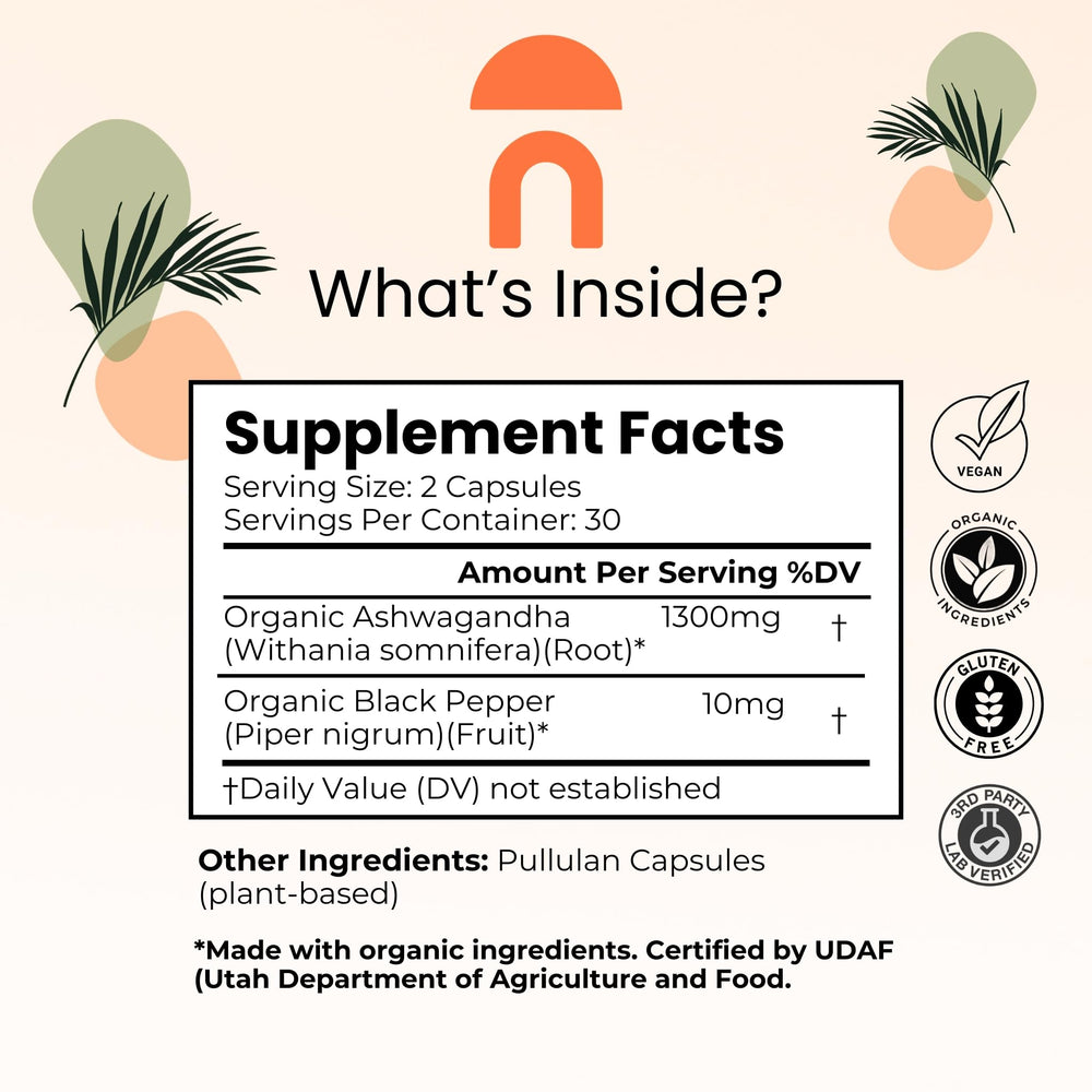 Ashwagandha root powder capsules close-up