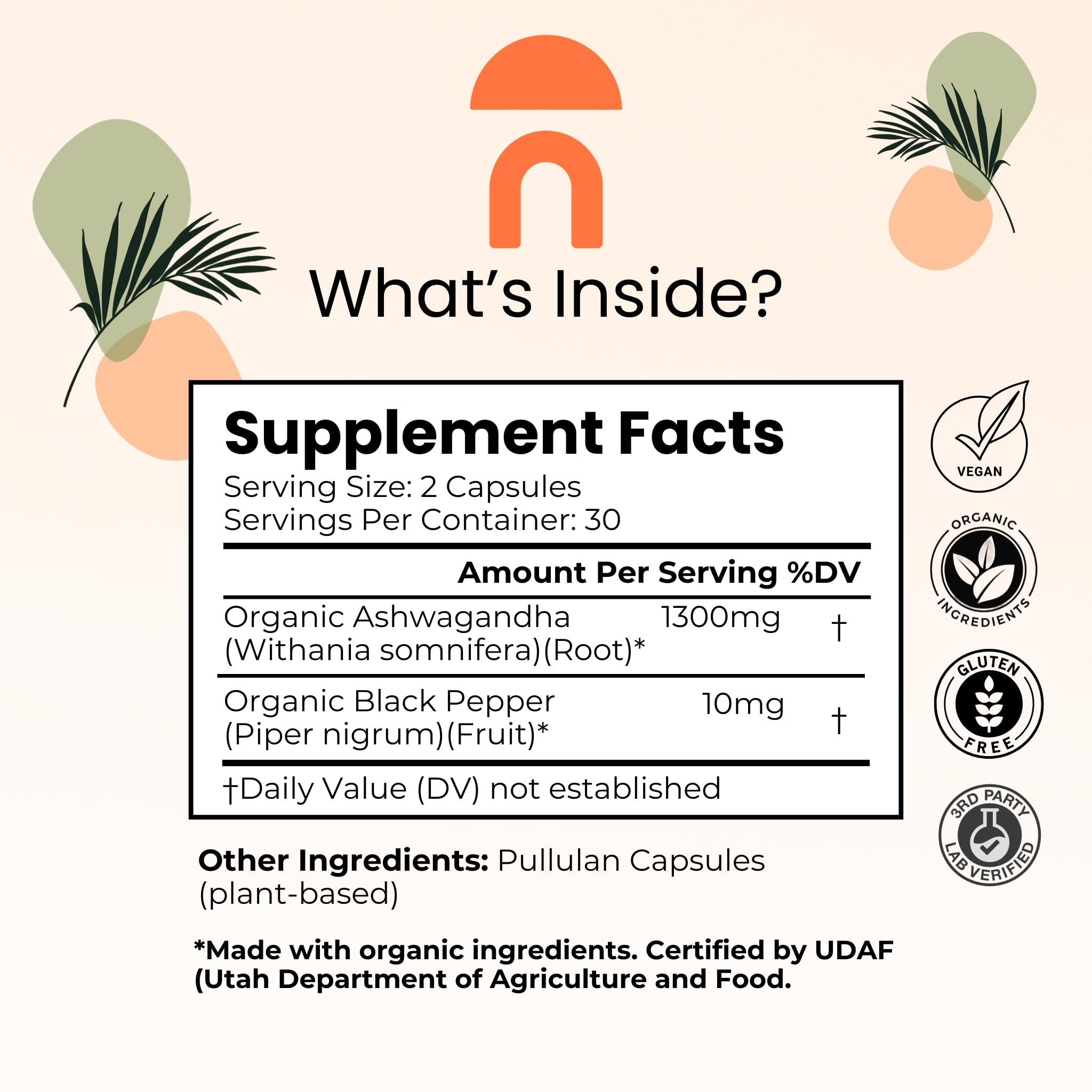 Close-up of NutriRise Ashwagandha bottle