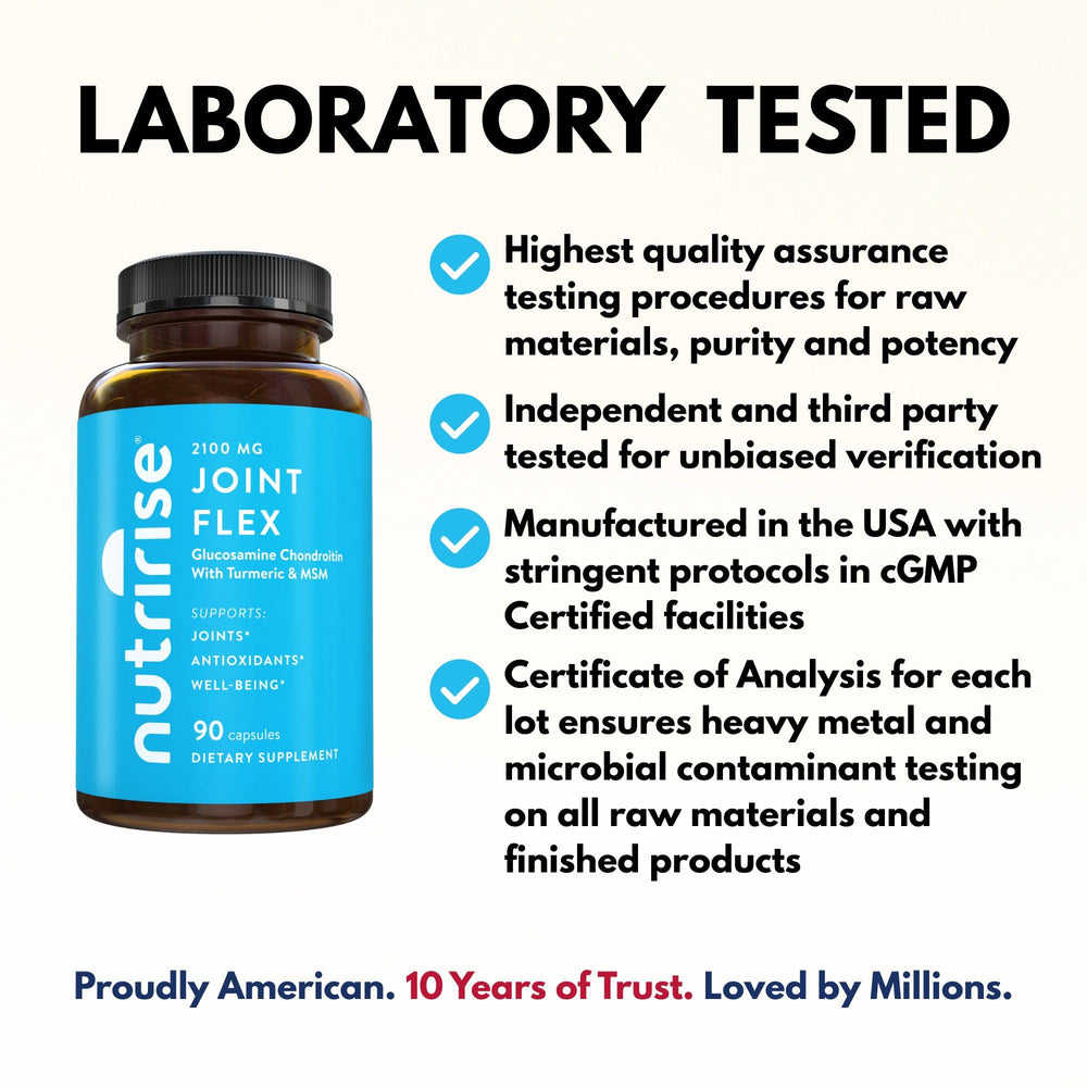 Made in USA in cgmp facility label for NutriRise Joint Flex