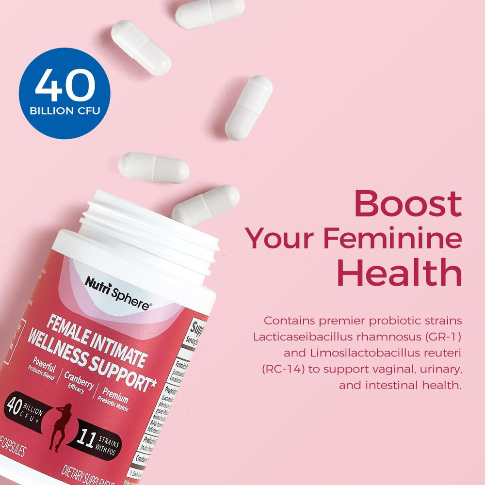 Close-up of probiotic capsules in amber bottle