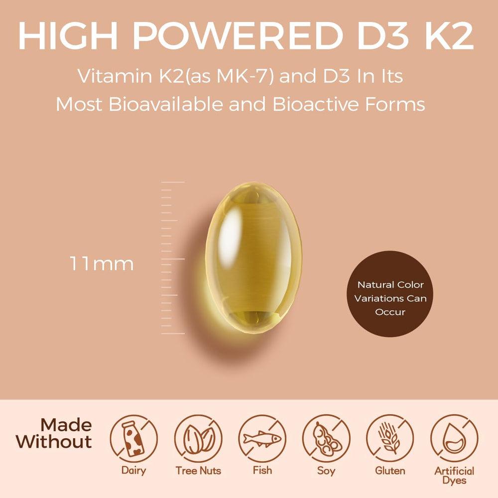 Back label with dosage information for NutriSphere D3 & K2 MK-7