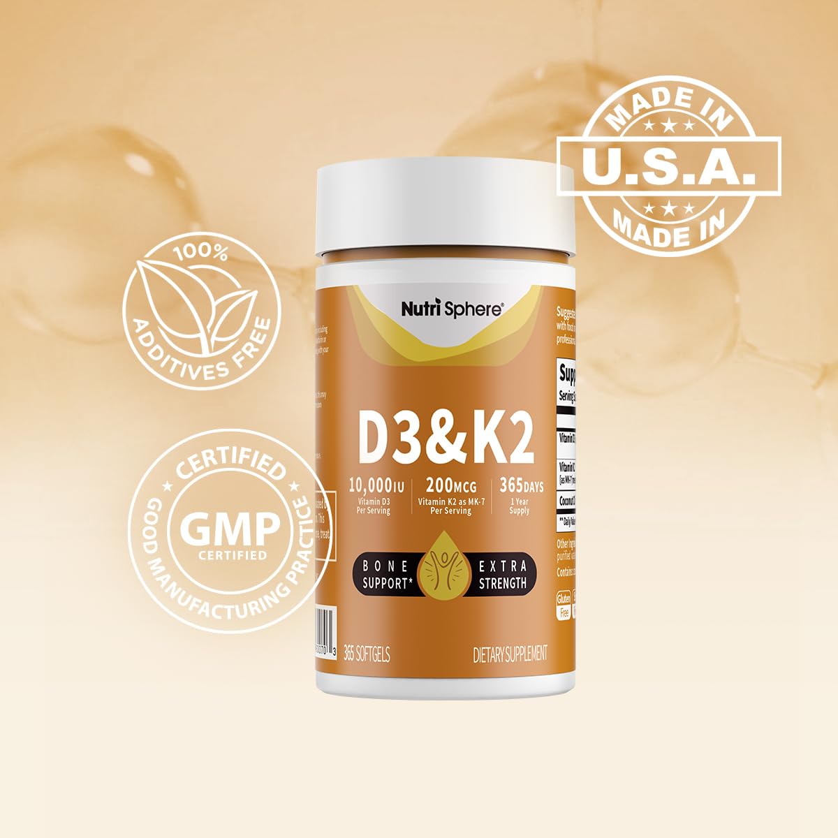 Usage and dosage illustration for D3 & K2 MK-7