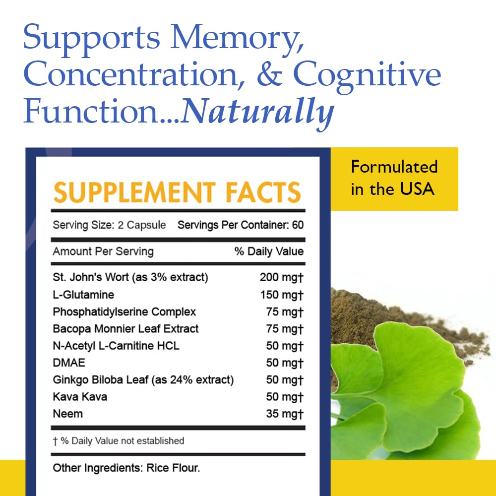 Close-up of St. John's Wort and Ginkgo Biloba ingredients