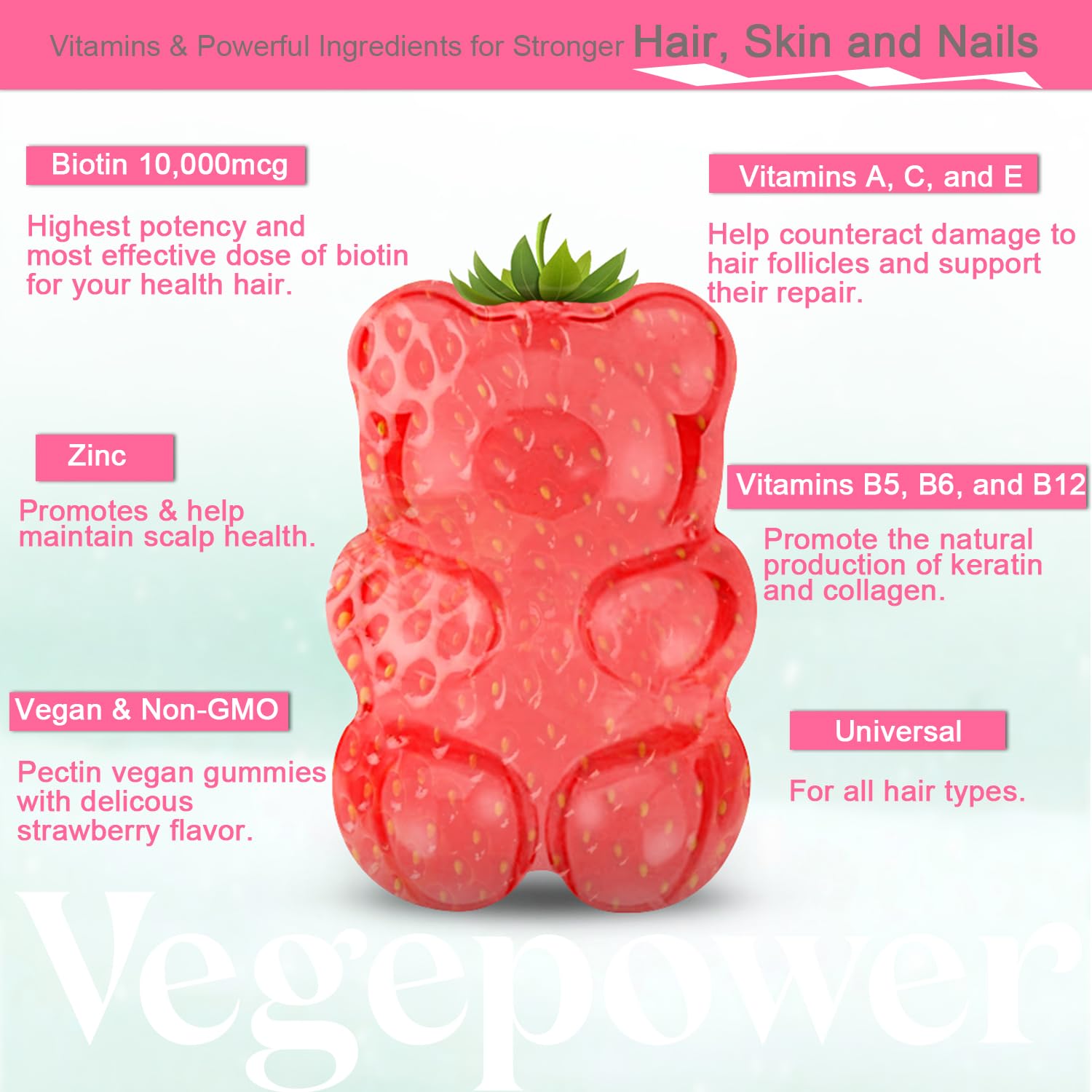 Nutrition facts label for biotin gummies