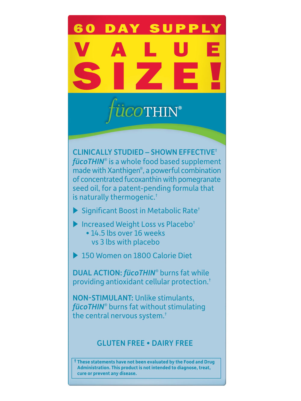 Nutrition facts for fucoThin supplement