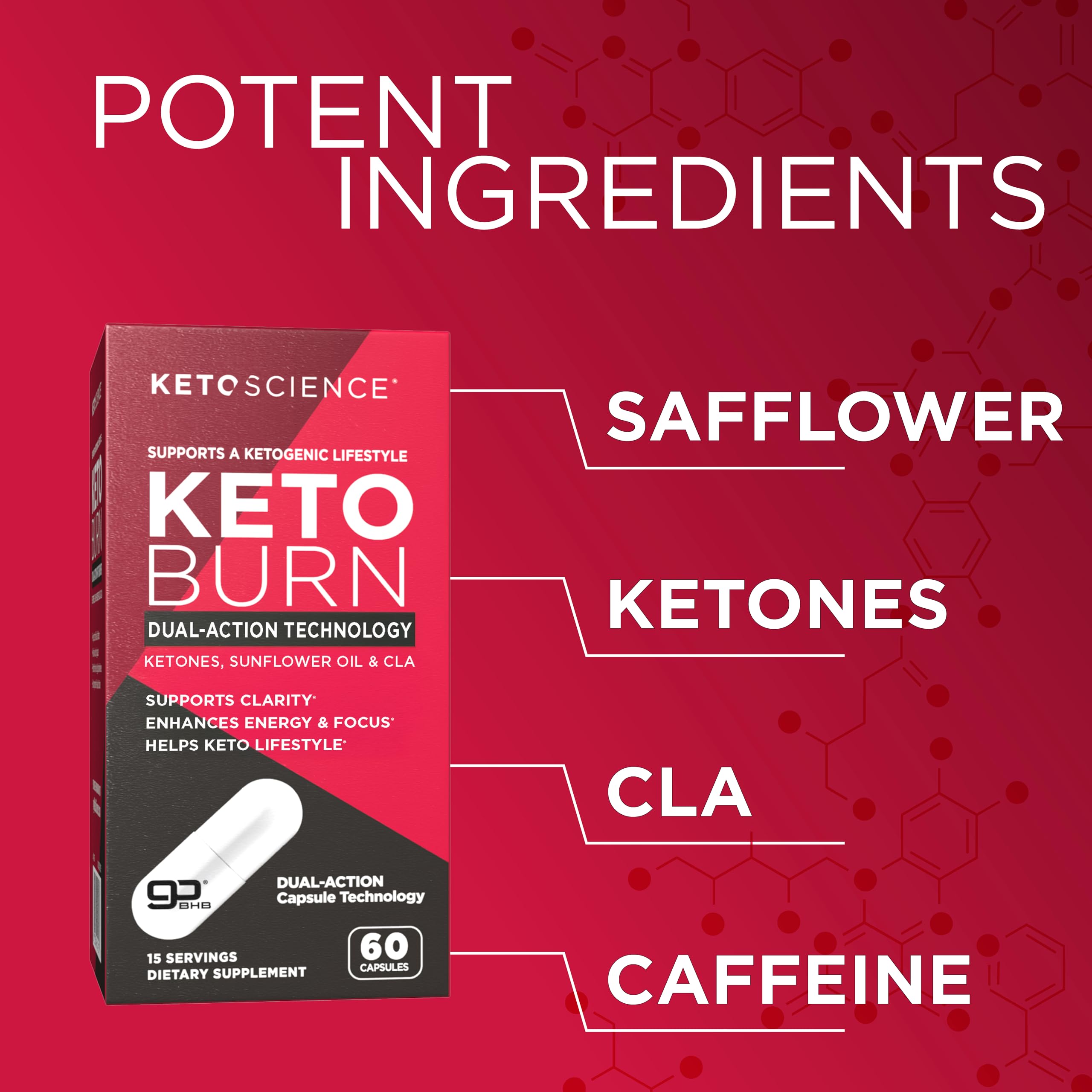 Nutrition facts label for Keto Science Keto Burn