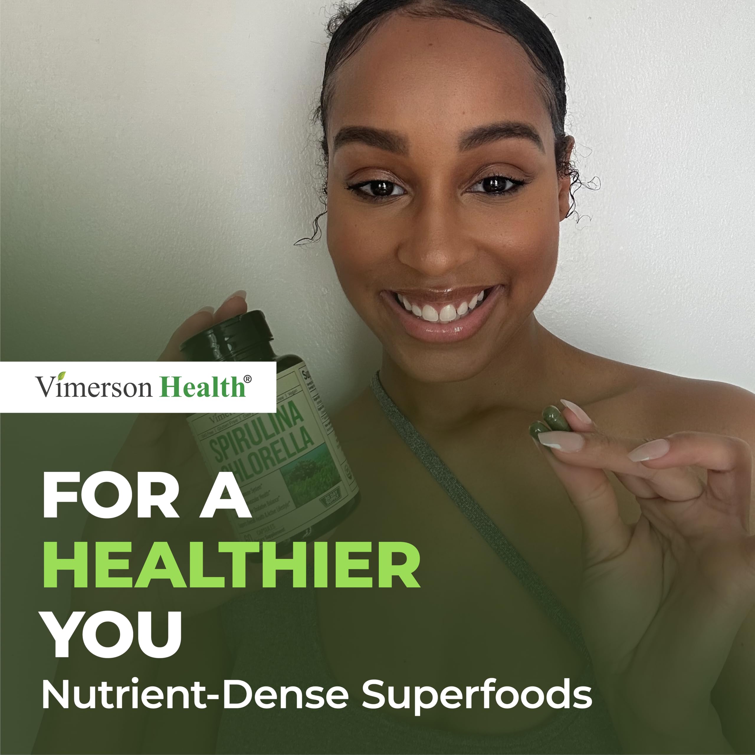 Nutrition facts panel for spirulina and chlorella capsules