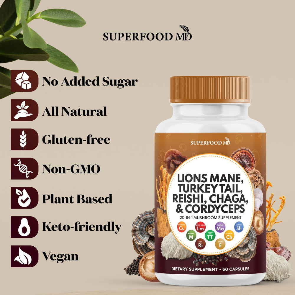 Nutrition facts label for Lions Mane supplement