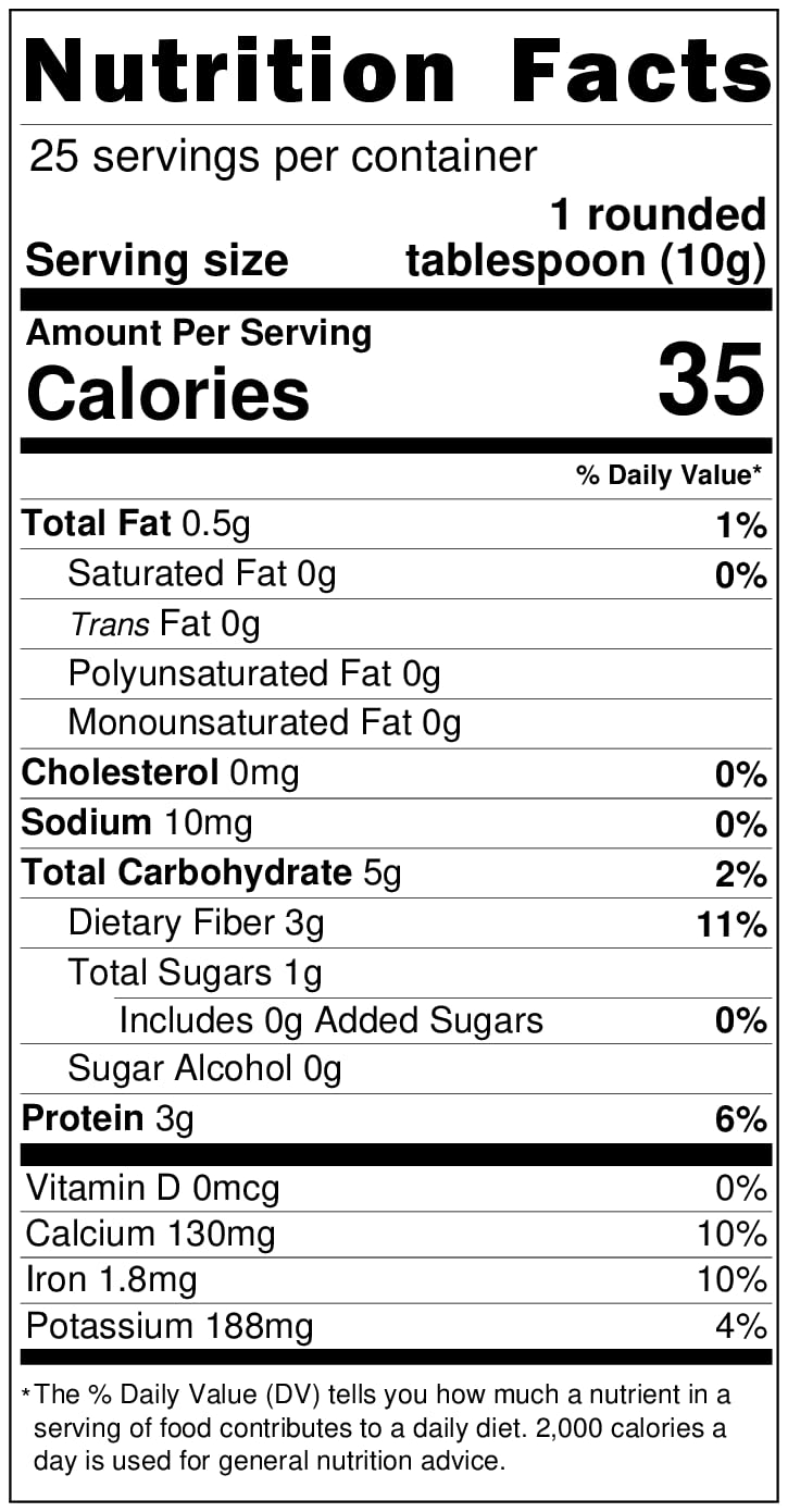 Illustration of moringa leaves with nutrient highlights: protein, vitamin C, vitamin A, calcium and potassium