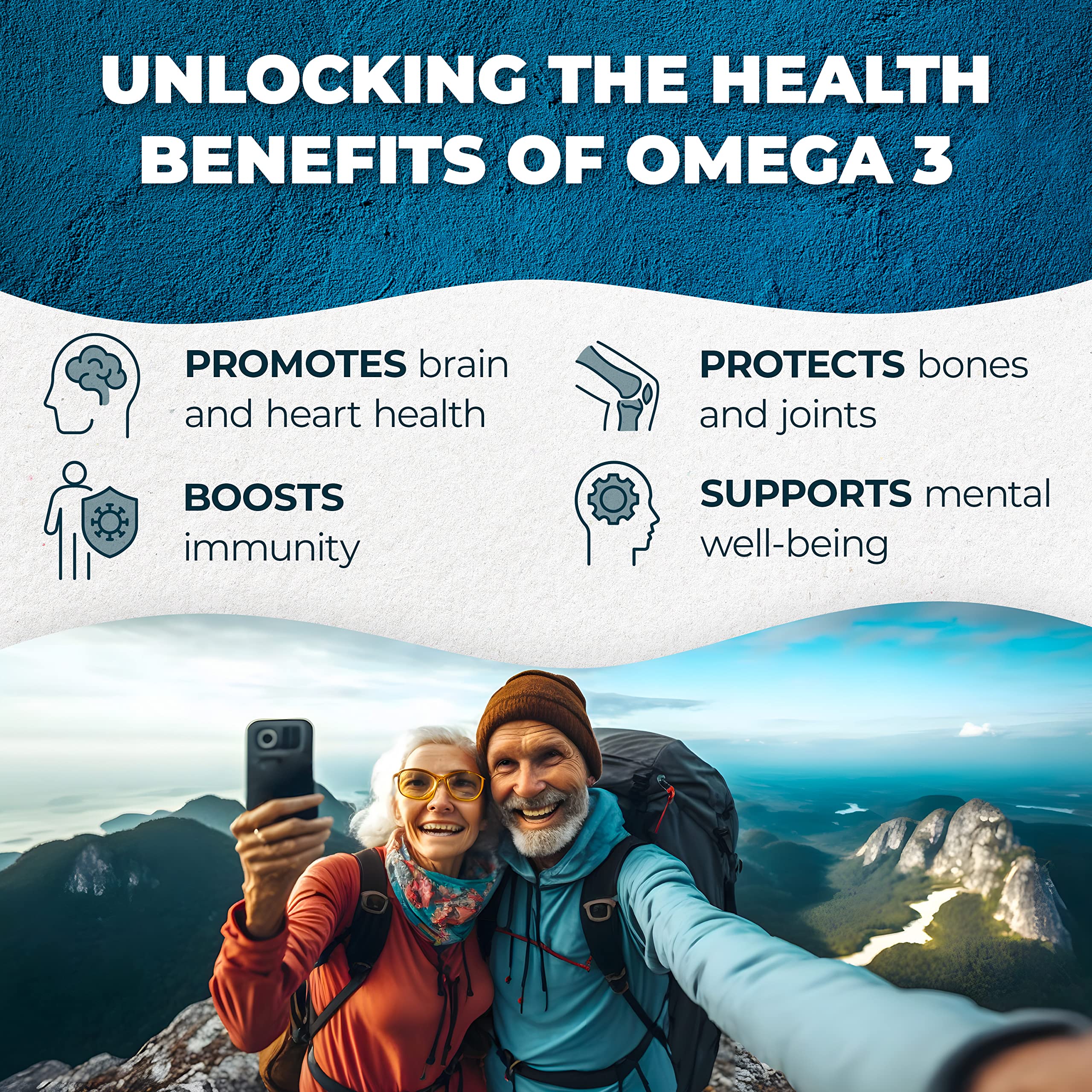 Nutrition facts panel and ingredients for Omega-3 Softgels