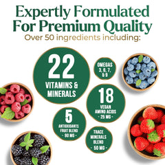 Illustration of vitamins A, C, D, B12, Biotin and Zinc