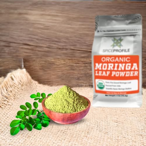 Nutrition/benefits illustration for moringa powder