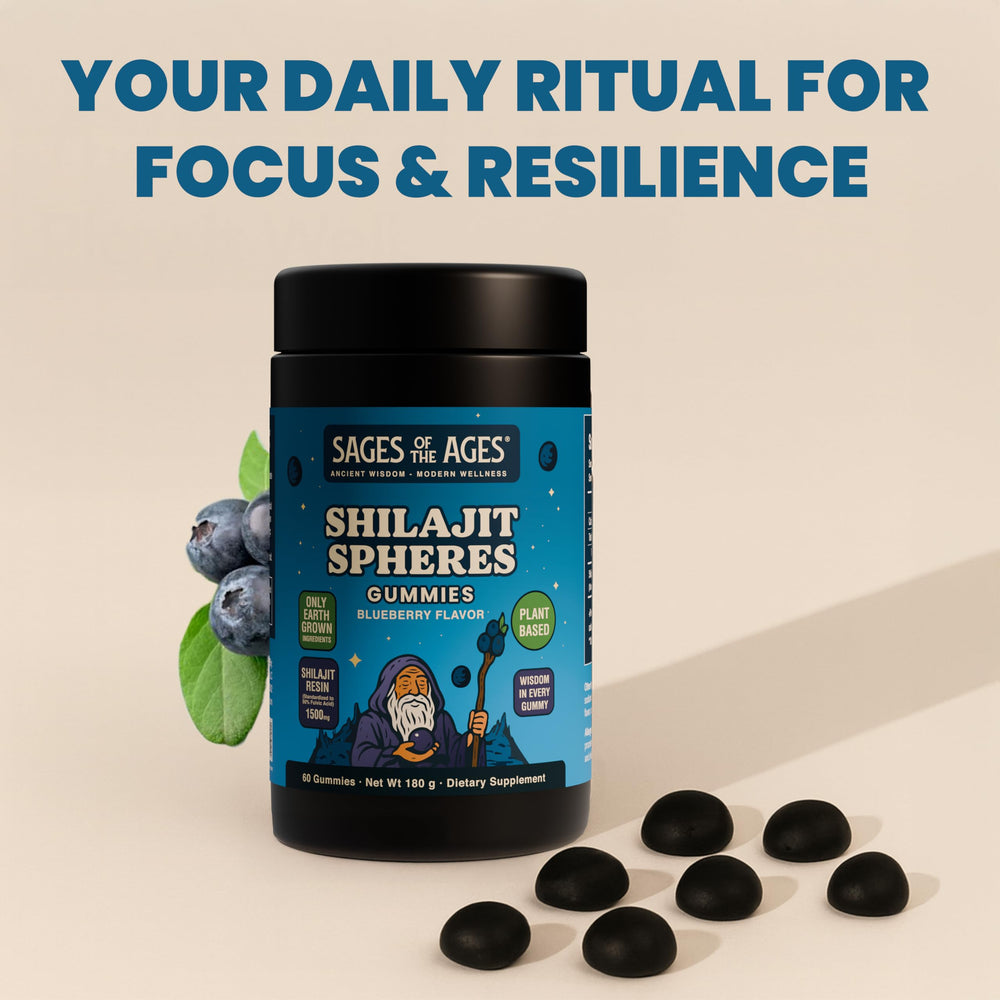 Nutrition and ingredients chart for Himalayan Shilajit Gummies.