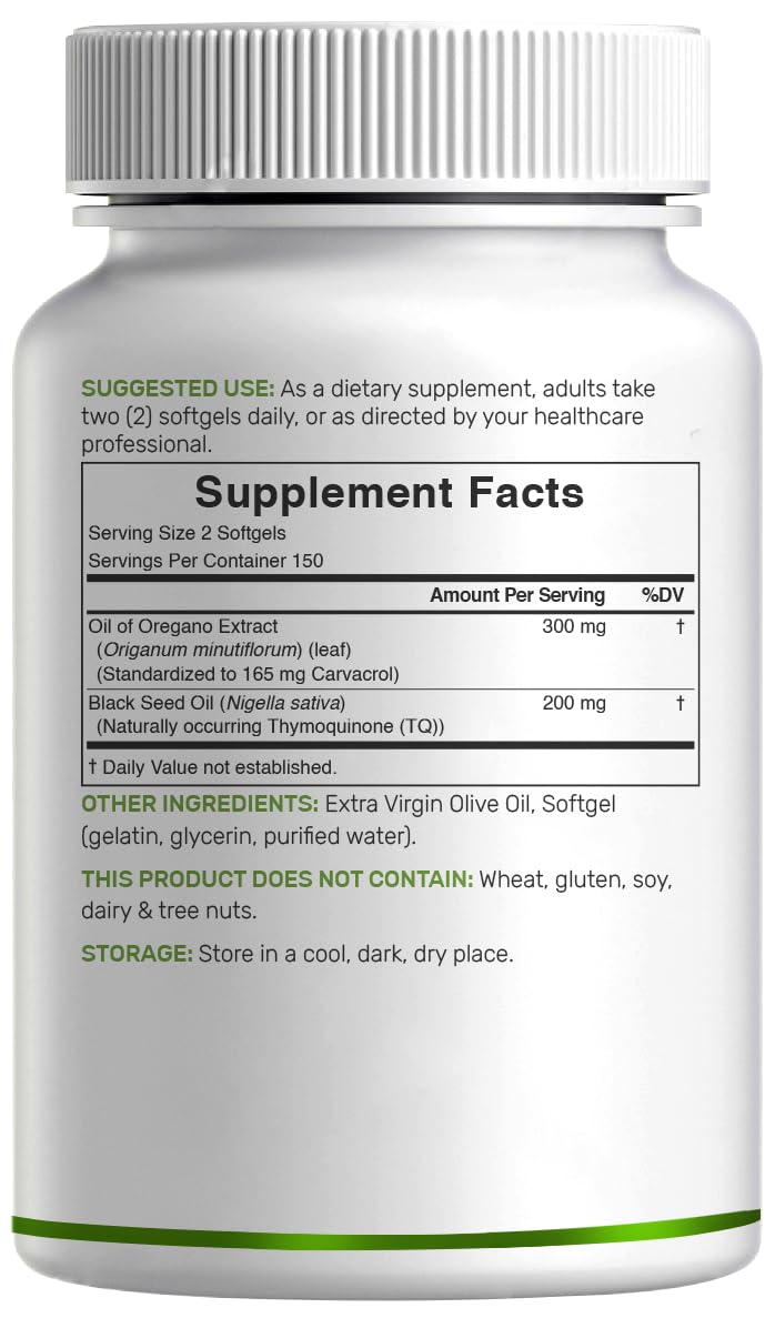 Nutrition facts label back panel of the bottle