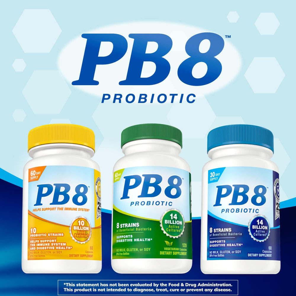 Graphic of 10 probiotic strains including Lactobacillus acidophilus and Bifidobacterium lactis