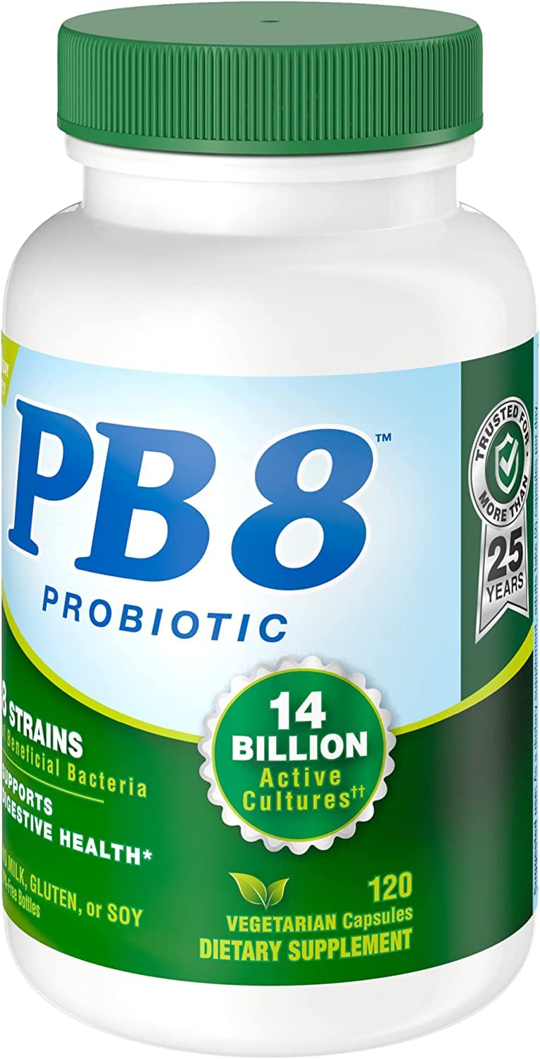 PB8 Probiotic capsules image showing 120 capsules