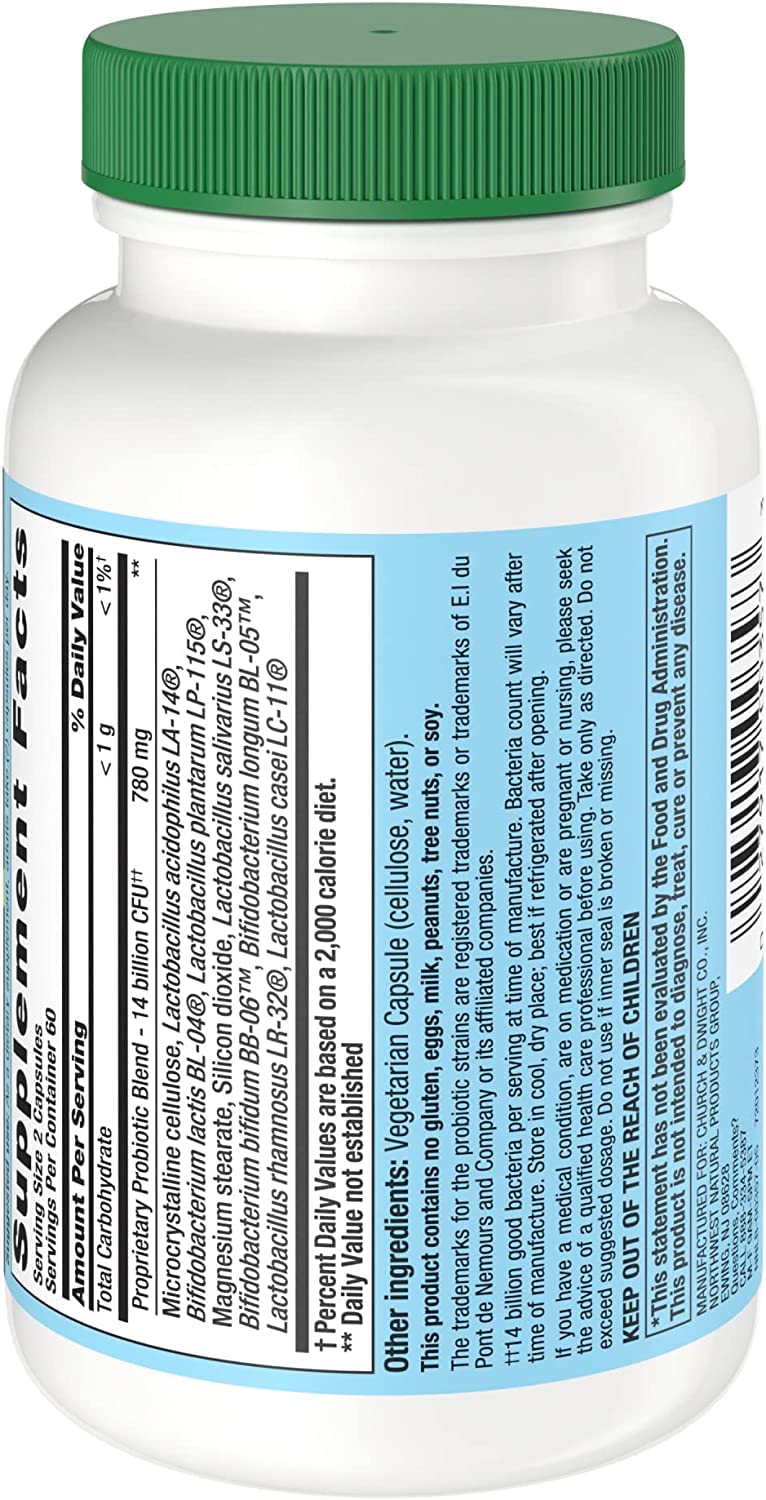 Label showing 8 probiotic strains