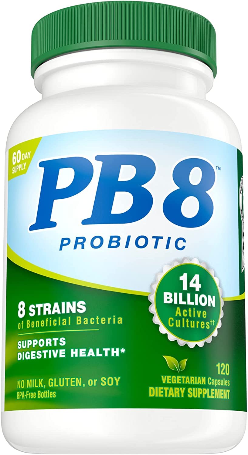 Nutrition Now PB 8 ProBiotic Acidophilus Vegetarian bottle front view, 120 VegCap, 2-pack