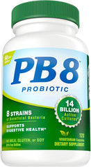 Nutrition Now PB 8 ProBiotic Acidophilus Vegetarian bottle front view, 120 VegCap, 2-pack