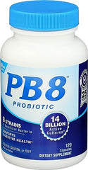 Close-up of Nutrition Now PB8 Probiotic bottle label
