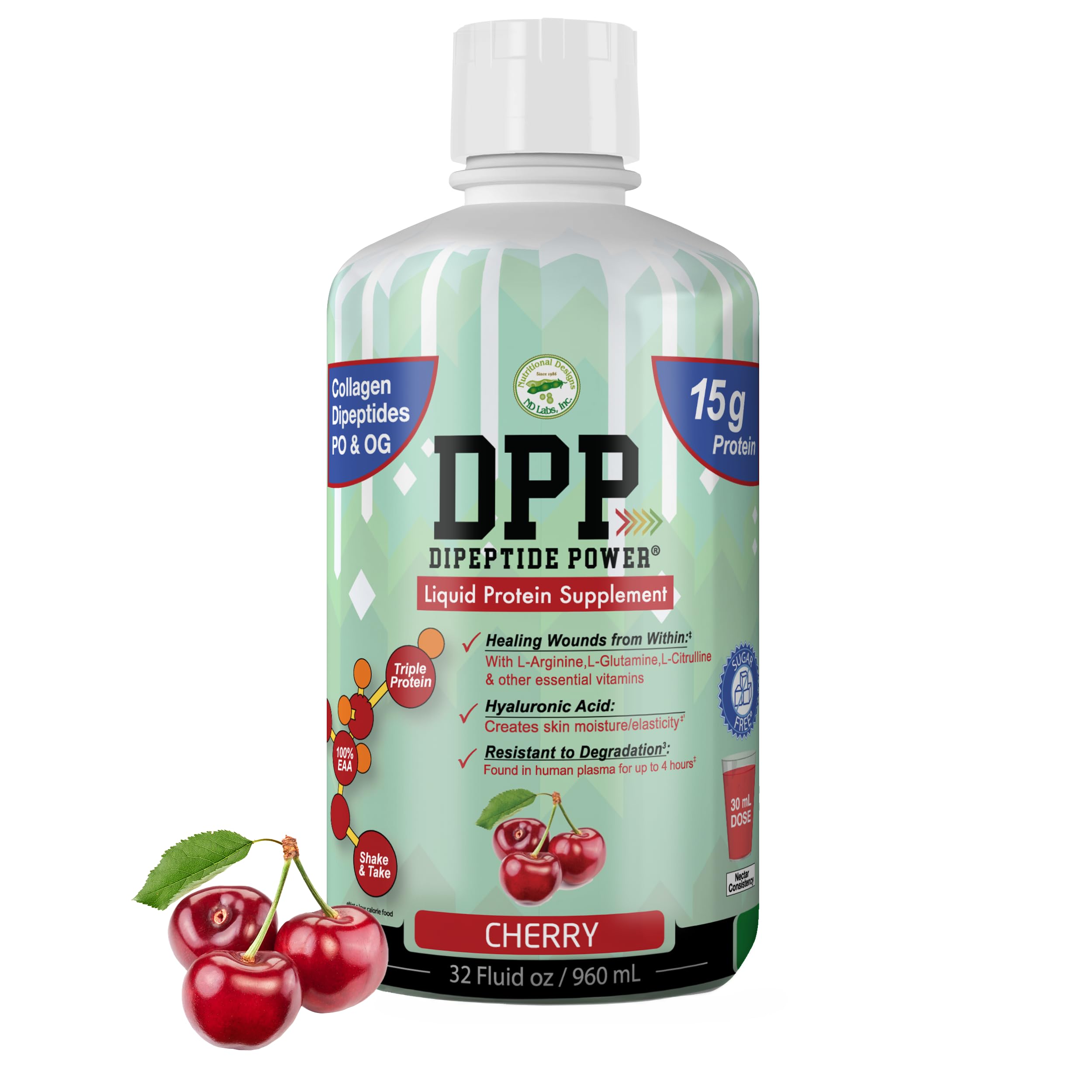 Nutritional Designs DPP bottle closeup highlighting tissue support potential