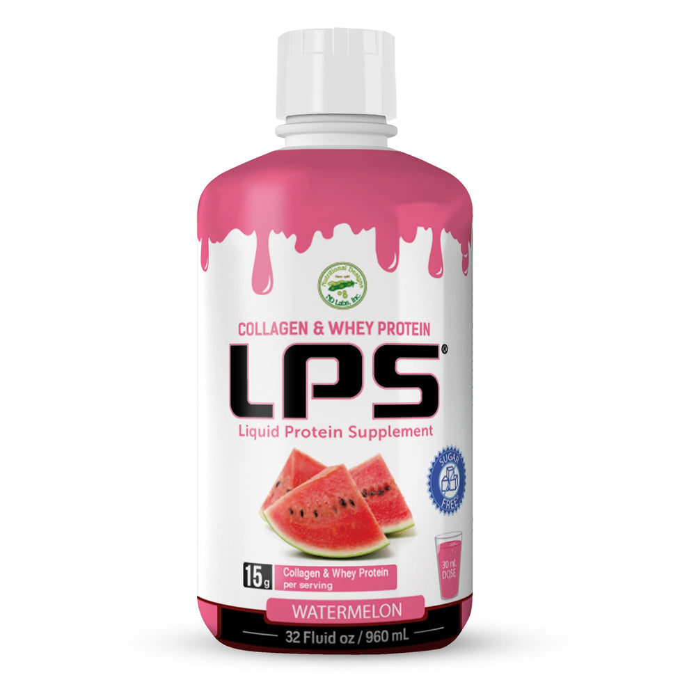 Nutritional Designs LPS Liquid Collagen bottle showing convenient protein for daily recovery