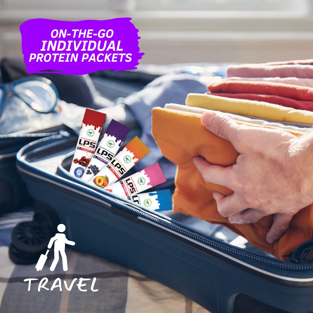 Nutritional Designs LPS liquid collagen-whey hands-holding conveys portable protein after workouts.