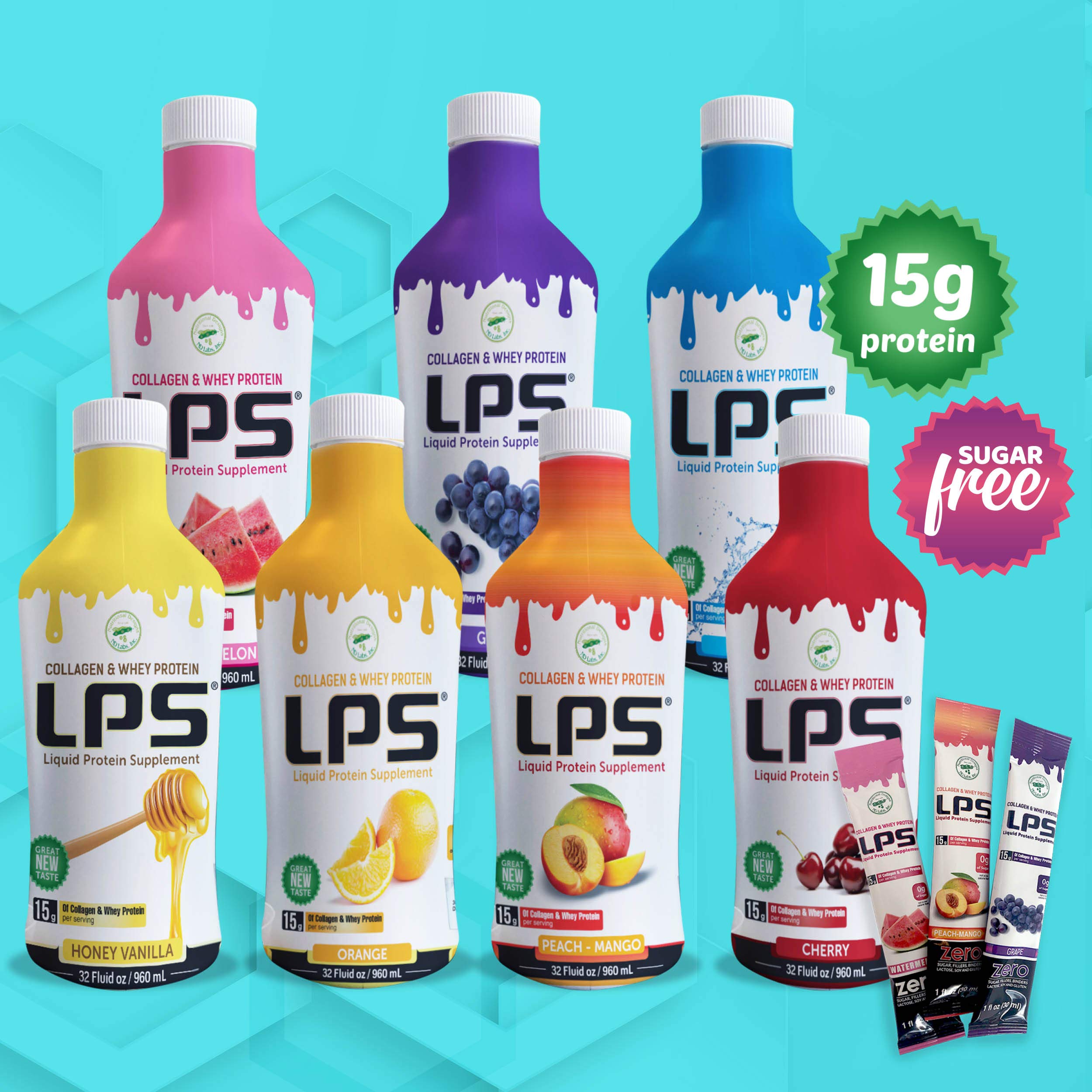 Nutritional Designs LPS-skin-hair-glow visual suggests beauty-supporting protein potential.