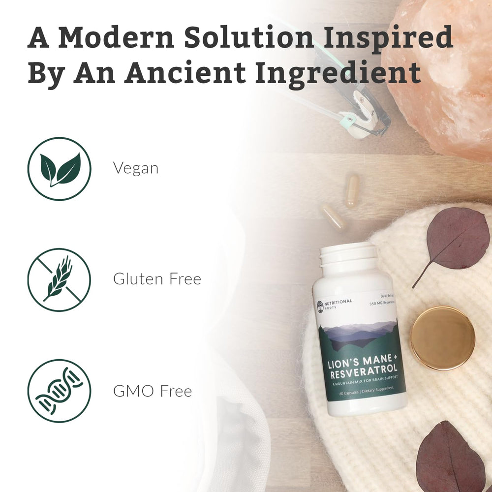 Graphic showing 350mg Trans-Resveratrol per serving