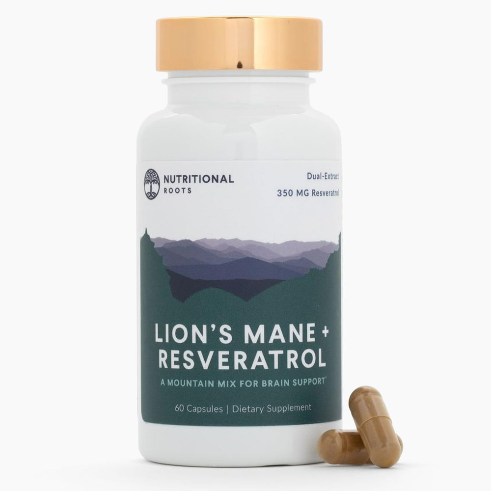 Nutritional Roots Lion’s Mane + Resveratrol bottle