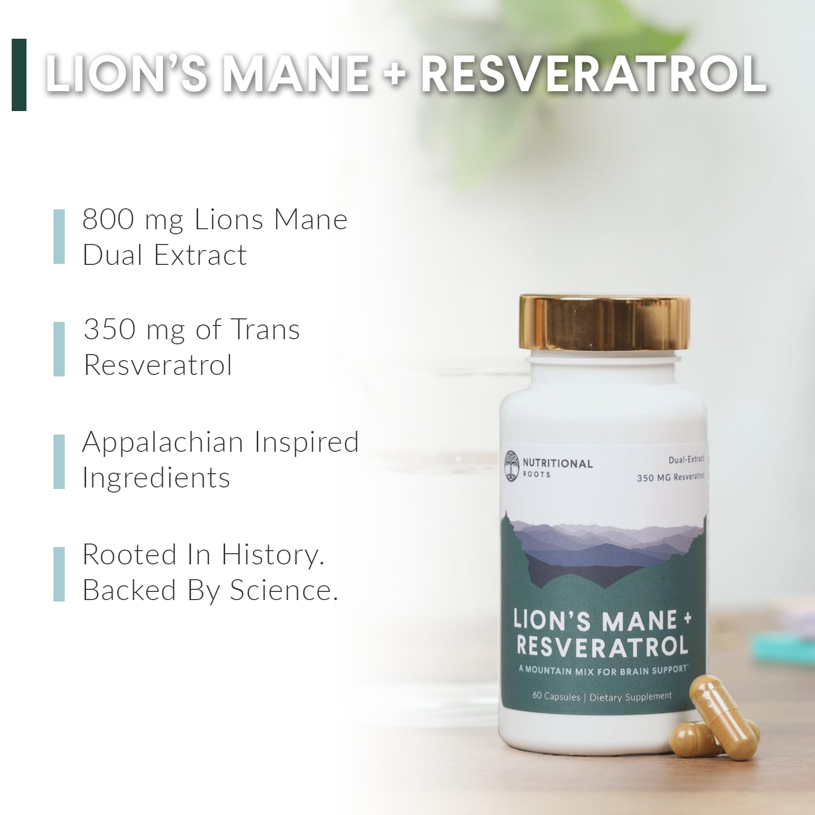 Nutritional Roots Lion’s Mane + Resveratrol capsules