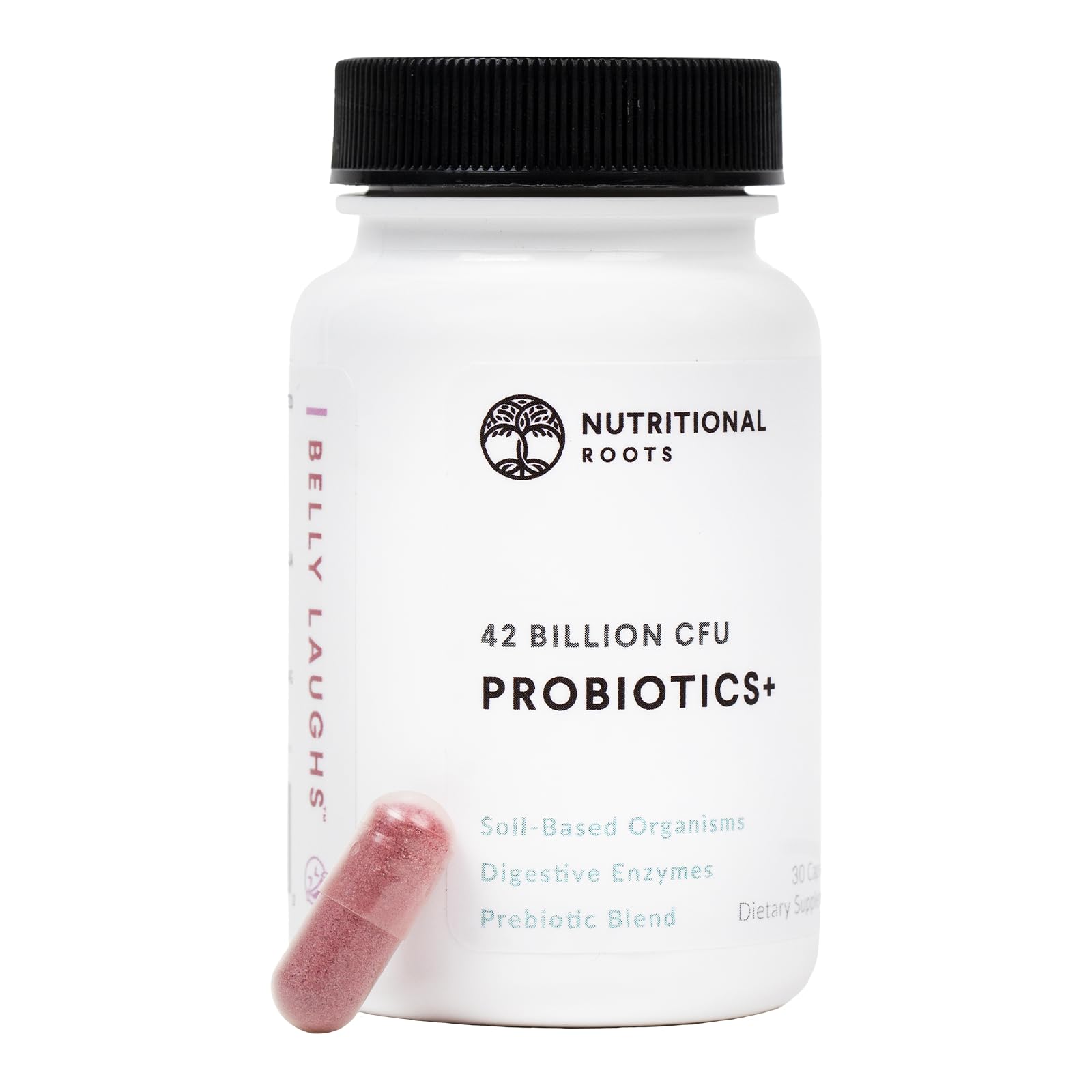 Nutritional Roots bottle featuring probiotics and soil-based organisms