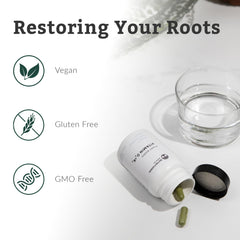 Bottle label highlighting vegan formula and immune support