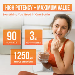 Triple-strength 1250mg Omega-3 softgels