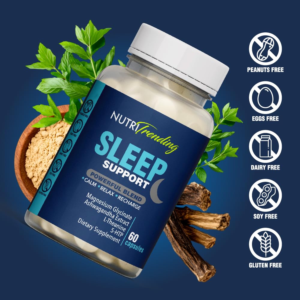 Two Sleep Support capsules beside the bottle