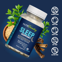 Two Sleep Support capsules beside the bottle