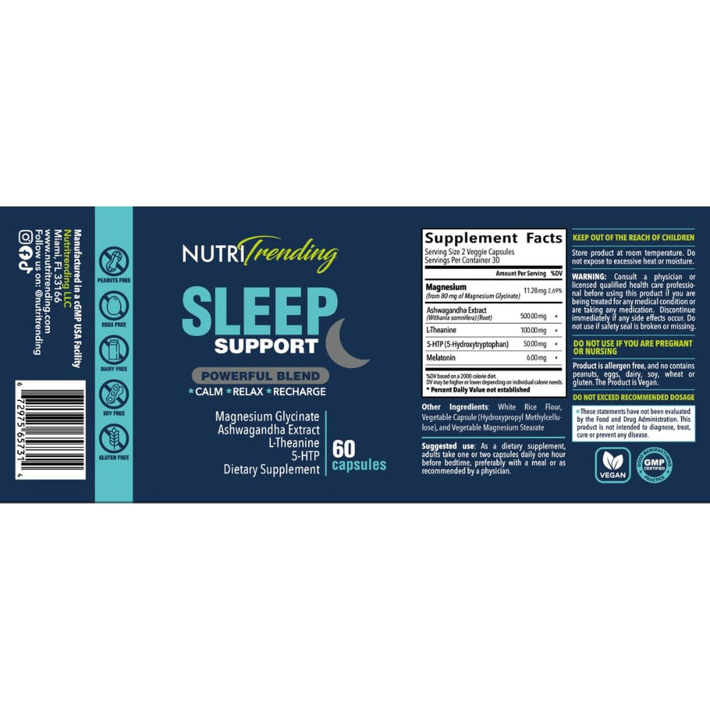 Caution and adult-only label on Sleep Support packaging