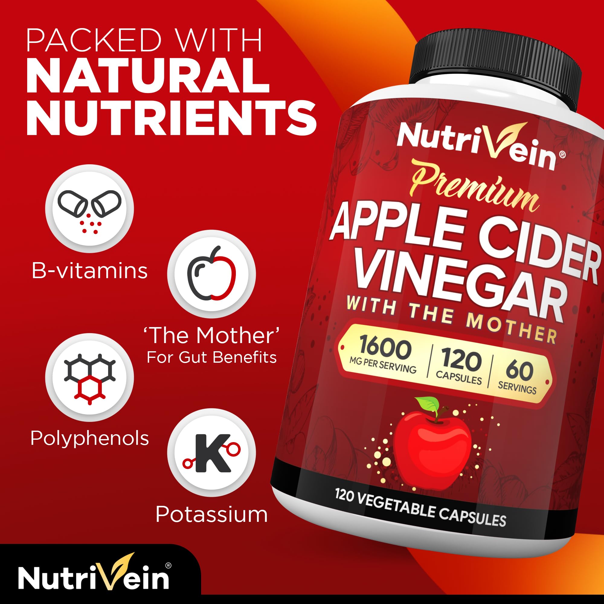 Nutrivein capsule in hand showing serving size and portability benefit