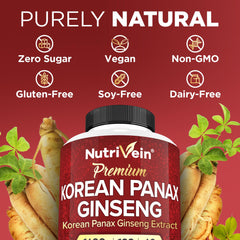 Close-up of ginseng label and ingredients on bottle
