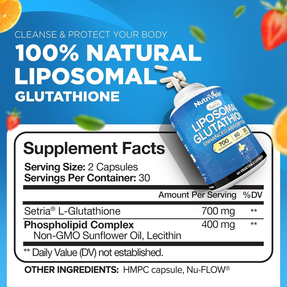 Close-up of Setria reduced glutathione text on bottle label