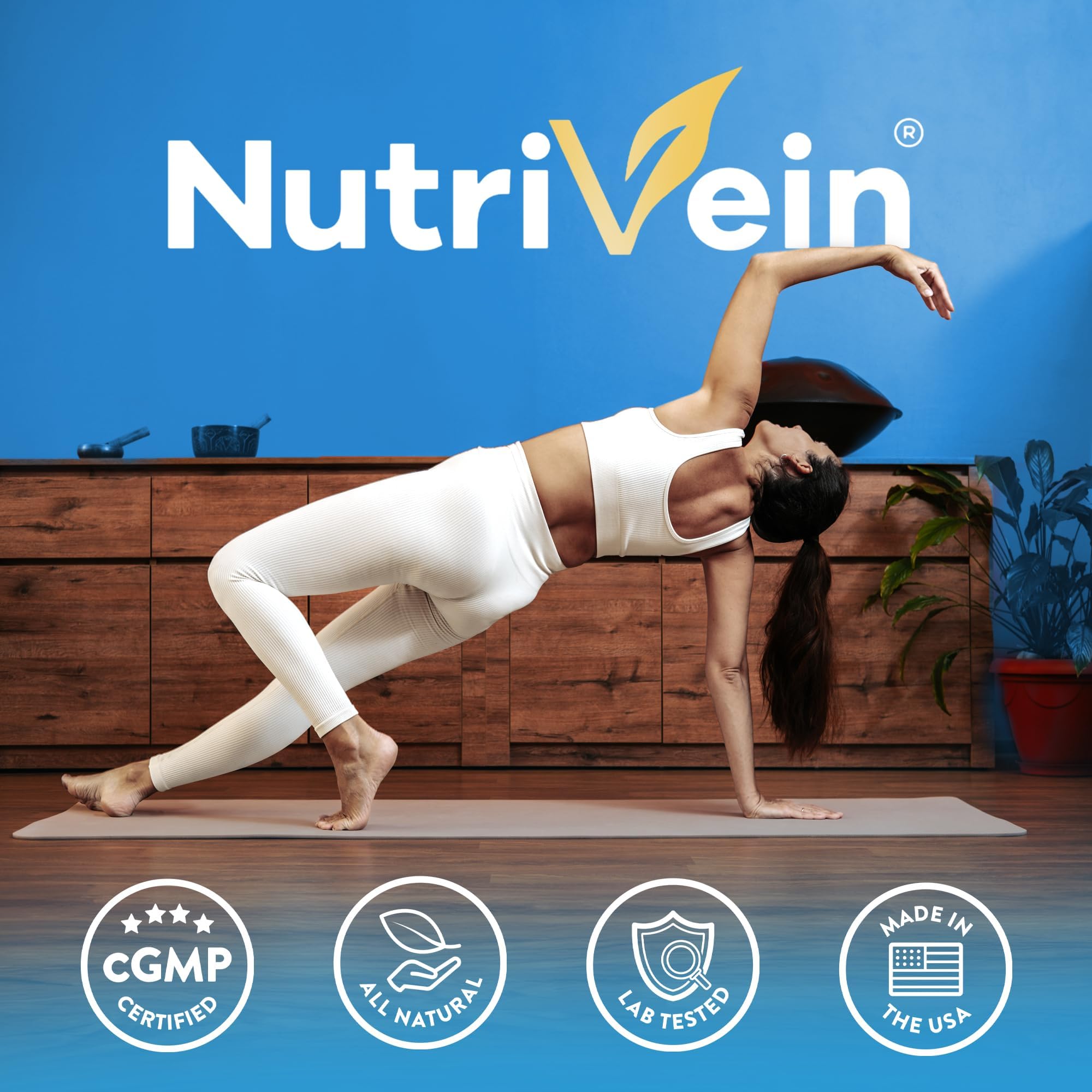 Lifestyle image of Nutrivein supplement on desk