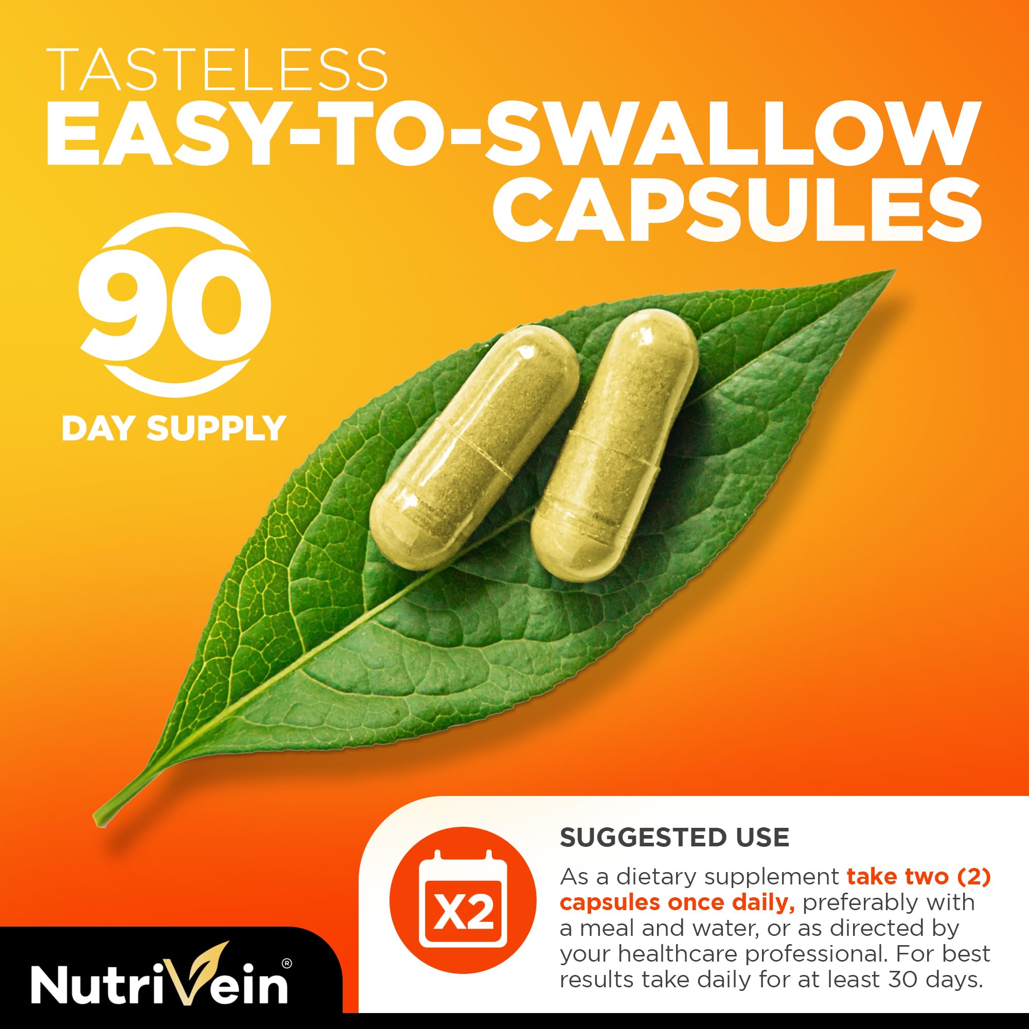 Nutrivein vitamin C 1650mg label and ingredients emphasize vegan, GMO-free formulation.