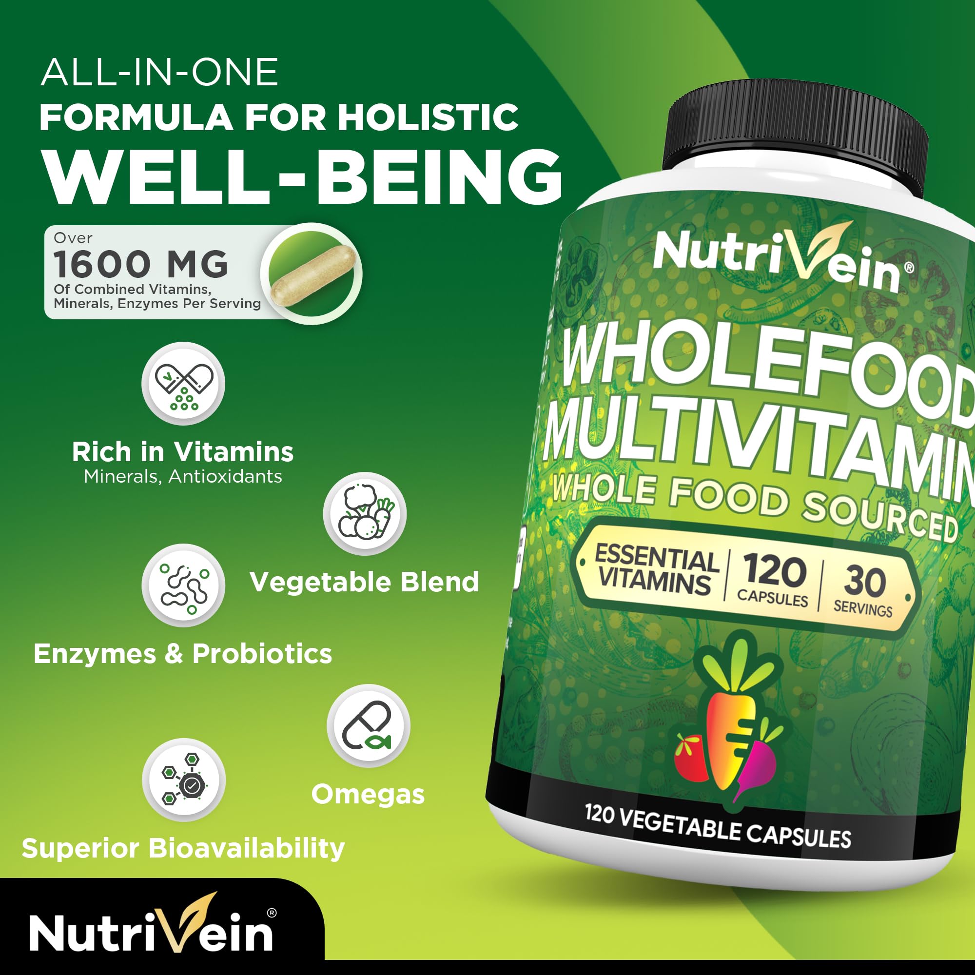 120 vegan capsules of Nutrivein multivitamin