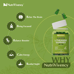 Nutrition label showing 400mg per adult serving for L-Theanine gummies