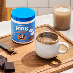 Hot cocoa flavored Nutrizen AM Focus served in a mug